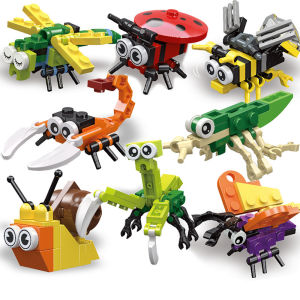 Funny Joy Insect Animals Figures Set Mini Building Blocks Toy Assembly 3D Constructor Micro Bricks For Kids Boys Gift Toy