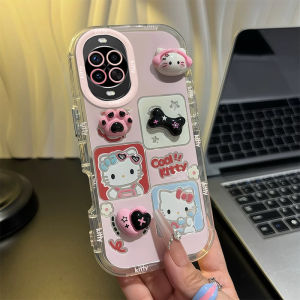 Kitty Cat Design Silicone Phone Case for Huawei Nova14 pro Full Protection Cute Cartoon Style Youth Edition Anti-Fall Protection