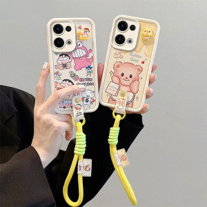 New Phone Case OPPO Reno13 Pro Reno13 F Reno 13 Pro 13F 4G 5G Ins Fun Cute Cartoon Briquette Kuromi Bear Stitch Anti-drop Leather Grain Casing with Lanyard 2025