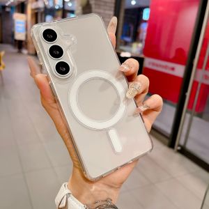 Magnetic Charge Phone Case For Samsung Galaxy S26 S25 S24 S23 S22 S21 Ultra FE Plus A36/56 A26 A16 A35 A55 Clear Acrylic Cover
