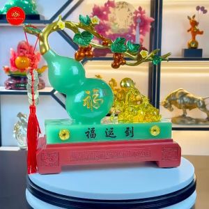 Tượng Bầu Hồ Lô Cắm Hoa Mẫu Đơn Phong Thủy Chuyên Decor Văn Phòng Phòng Trưng Bày Bàn Sếp Quà Tặng- Biếu Sếp Tân Gia Kỉ Niệm
