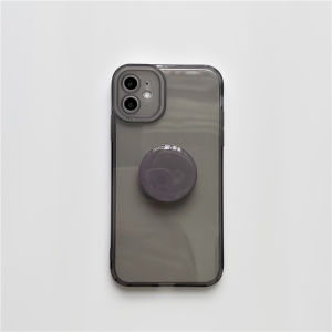 Transparent Grey Droplet Silicone Phone Case with Stand for Apple iPhone 13 Mini XR Protective Cover Compatible with 11 Models