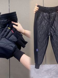 Fall and Winter New Patchwork Loose Fleece-lined Cotton-Padded Trousers Korean Warm Fashion Harem Pants Easiest for Match Ankle Banded Slacks