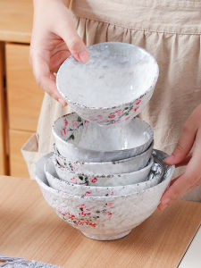 Elegant Device Snowflake Glaze Hand Painted Bowl Dish Home Instant Noodles Tableware Ceramic Bowl Soup Bowl Japanese Bowl Plate Rice Bowl Noodle Bowl