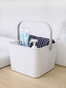 ชั้นวางของพลาสติกสำหรับห้องน้ำพร้อมด้ามจับ กล่องเก็บของแบบสี่เหลี่ยม ชั้นวางของในห้องน้ำ ชั้นวางของแบบพับได้ ชั้นวางของแบบพับได้