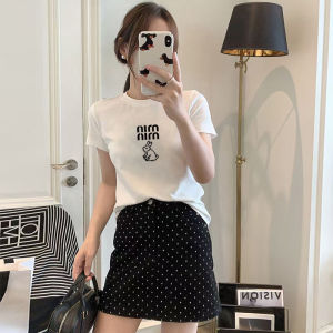 Ladies Pure Cotton White T-Shirt Short Sleeve Loose Fit round Neck Half Sleeve Summer Fashion Womens Casual round Neck Top