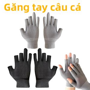 Găng Tay Câu Cá Mùa Hè Dành Cho Nam Tương Thích Với Màn Hình Cảm Ứng Chống Trơn Trượt Chống Nắng Thoáng Khí Kiểu Cắt Hai Ngón Dùng Được Cho Câu Cá Đạp Xe Tập Thể Dục
