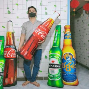 GỐI ÔM 3D HÌNH CHAI BIA GẤU BÔNG CHAI BIA VẢI NHUNG MỀM MỊN GÒN MỀM