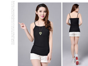 Extra Large Size Womens Summer Elastic Strap Vest Loose Base Shirt Top plus Size Modal Fiber Pure Color Casual Wear