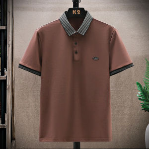 Mens Contrast Color Collar Short Sleeve POLO Shirt Summer Thin Business Casual Simple Breathable T-Shirt Fashion Urban Style
