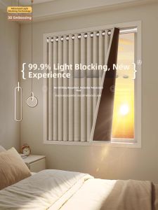 SHULIAN | Simple Style Thick Blackout Curtain For Bedroom Easy Installation with Stretch Pole