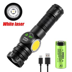 Most Powerful LED Flashlight White Laser Tactical Flash Light USB Rechargeable Zoom Torch Long Range Lamp Camping Lantern