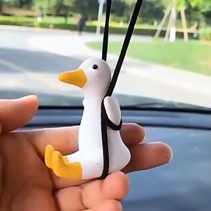 Car Pendant Little Duck Swing: A Cute Anime Auto Rearview Mirror Hanging Ornament