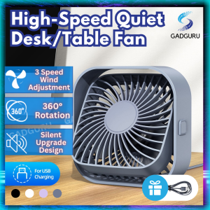 Gadguru Warmco 360° Rotatable Desktop Fan | High-Speed Air-Circulation Fan | USB Rechargeable Desk Fan with Multi-Angle Tilt for Home/Office