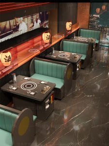 New Chinese Style Restaurant Sofa Seating Combination High End Table Western Restaurant Table And Chair Set for Tea House