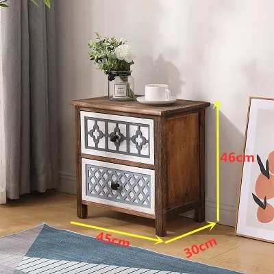Vintage Rattan Wooden Storage Cabinet