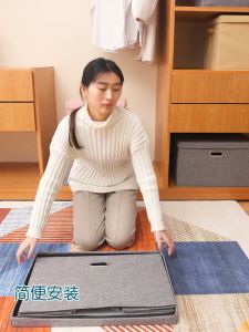 Foldable Storage Box |Japanese Style clothes organizer Fabric Cotton Linen Fabric Home Storage Bins | Basket Container for Closet with Lids and Handles