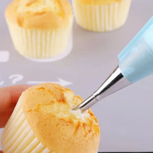 2PCS Puff Nozzles Cream Stainless Steel Nozzle Squeeze Spout Donut Filling Syringe Baking Tools Pastry Piping Tools
