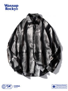 Wassup Rocky Long Sleeve Loose Fit Mens Shirt Autumn Style Retro Trendy Breathable Youthful Fashion Casual Shirt