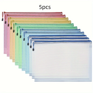 5-24pcs Mesh Zipper Bags Puzzle Bags With Zipper For Classrooms A4 Chessboard Game Storage And School Office Supplies