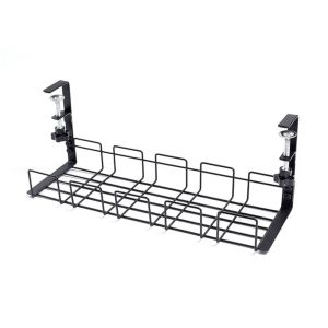 No Punching Under Desk Cable Management Tray Metal Clamp-on Wire Organizer Rack for Home Office Gaming Table
