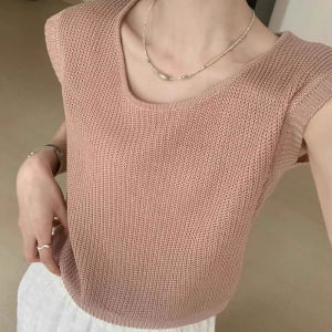 chaqi | Summer Short Unique Crewneck Sleeveless Tee Shirt
