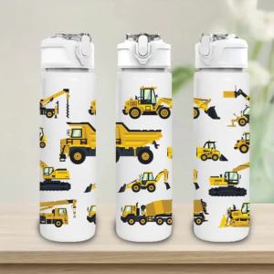 Portable Sports Cup Is Reusable And Leak-Proof Cartoon Tractor Design in 3 Colors Ideal for Travel 750ml Water Bottle Cup