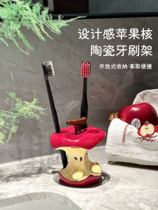 Ceramic  Core Toothbrush Holder Cute Bathroom Washstand Cosmetic Storage Shelf Home Decorative Organizer Cartoon Style