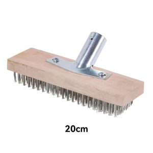 304 Stainless Steel Wire Brush With Wood Handle Floor Scrub Brush For Garden Moss Versatile Outdoor Floor Brush Efficient Cleaning
