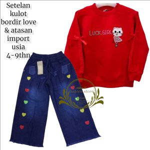 Setelan Kulot & Kaos Sweater Import untuk Anak