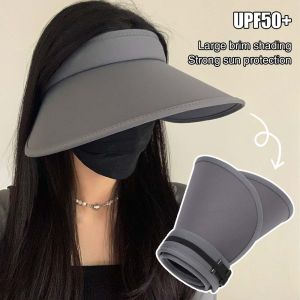 Women Sun Protection Hat  Anti-UV Summer Enlarged Brim Empty Top Sun Hat UPF50+ UV Ice Silk Sun Hat