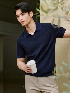 KALTENDIN | Sleek Mulberry Silk Seagull Collar Comfortable Polo Shirt