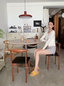 Wooden Pattern Dining Chair Cafe Chair Arm Chair Backrest Chair Leather Mat For Household Office Restaurant