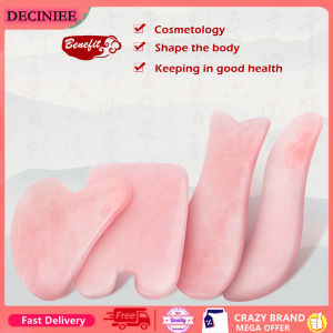 DECINIEE Natural Rose Quartz Jade Gua Sha Board Acupuncture Massage Face Lifting Stone Guasha Scraping Board Jade Facial Eye Massage Tool