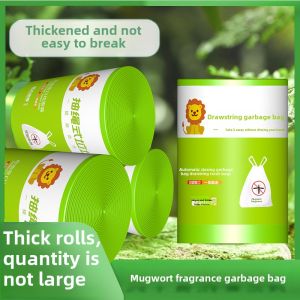 Thickened Kitchen Drawstring Trash Bags with Mint Oil Odor Eliminator Handheld Portable Large Size Household Garbage Bags