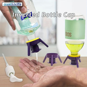 JustLiving 3Pcs Inverted Bottle Cap Universal Bottle Stands Flip Bottle Upside Down To Get Every Drop Out of Lotions/ Shampoos/ Conditioners and Kitchen Condiments - Ultimate Bottle Emptying Kit