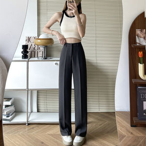 Narrow Version High Waist Wide-Leg Straight Pants Womens Spring/Summer Pendant Dark Gray Casual Boot-Cut Small Mop Long Suit Pants