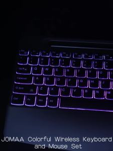 JOMAA | 2.4G Wireless Keyboard SetBacklit Wireless Keyboard Mouse ComboRechargeablewith Phone Holder &Wrist Rest &jiggler Mouse