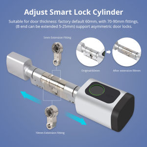 Zemismart Tuya Bluetooth Smart Door Lock EU Cylinder Password/Fringerprint Electronic Lock Core Fingerprint/App/IC/Key Unlock App Remote Control via Tuya BLE Hub Suit for 60-100mm Thickness