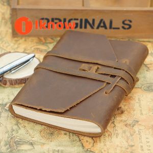 I know Vintage Cow Leather Journal with Strap - Handcrafted Originals