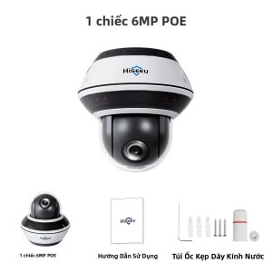 Hiseeu 4X 6MP Camera Chống Phá Hoại POE PTZ IP Dome Camera Ngoài Trời Với Zoom Quang Học 4X Onvif Audio P2P Giám Sát An Ninh Camera Quan Sát