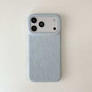 szhaiyu | For iPhone 18 Pro Max 17 16 15 14 13 Pro Solid Color Glossy Case With Crocodile Skin Pattern hockproof Protective Cover Funda