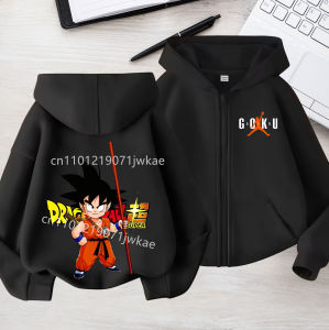 Bandai | Dragon Ball Goku Zipper Hoodie Cartoon Boys and Girl Coat Fashion Thin Clothes Autumn Hoodie Jacket Kids Anime Sweatshirt Gift