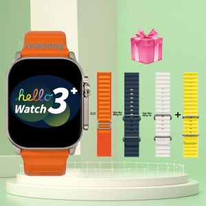 Đồng Hồ Thông Minh Ivanony Hello 3 Plus Ultra 49mm Màn Hình Amoled ROM 4G Theo Dõi Nhịp Tim & Giấc Ngủ Nhắc Nhở Cuộc Gọi Trợ Lý Giọng Nói Hiển Thị Luôn Bật Dành Cho Nam
