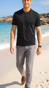 camel active Mens Outdoor Casual Regular Fit Henley T-Shirt - Multicolour 9-282Y24CL2843