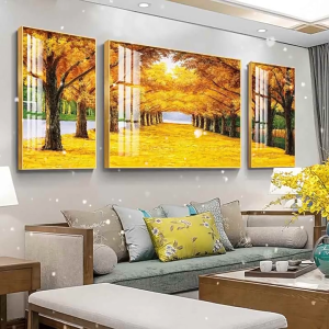 【Ready Stock】Modern Home 3 Panel Set Decor Mural with Frame Wall Living Room Decoration Painting Home Dector