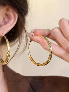 French Luxurious Minimalist Metal Circle Earrings Versatile Elegant Simple Design New 2025 High-End Feel Individuality