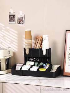 2 Tier Coffee Station Organizer For Countertop Office Home 11 Compartments Plastic Coffee Bar Organizers for Cups Pods Sugar