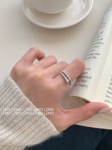 LZMO S925 Sterling Silver Snake Design Ring Set with Zirconia Open Ring Simple Fashion Jewelry for Women Fresh out Style