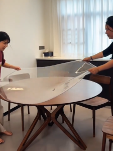 PVC Round Table Mat Alas Meja Plastik Tebal Waterproof Tablecloth 1.5mm Heat/Oil-Resistant For Home Decor Sarung Meja